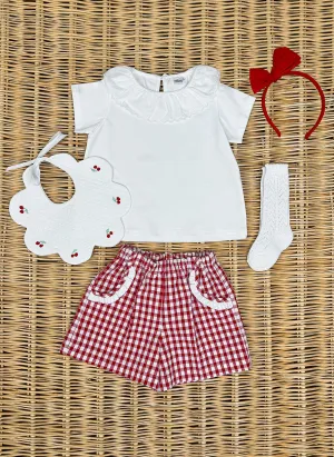 Red check Girly Shorts