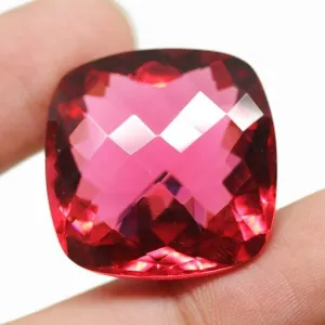 Red Quartz Hydro Rectangle Cut Stone Gemstone, 25x25x14mm, 63.22ct