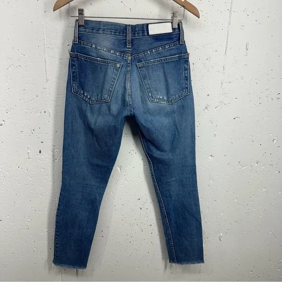 Re/Done Originals size 24 Square Destroyed High Waist Raw Hem Ankle Jeans