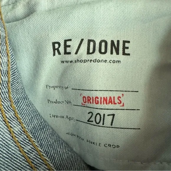 Re/Done Originals size 24 Square Destroyed High Waist Raw Hem Ankle Jeans