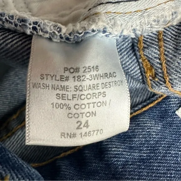 Re/Done Originals size 24 Square Destroyed High Waist Raw Hem Ankle Jeans