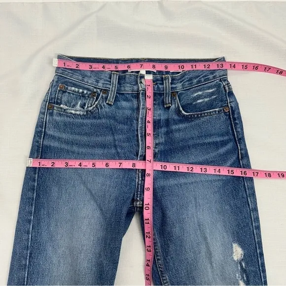Re/Done Originals size 24 Square Destroyed High Waist Raw Hem Ankle Jeans