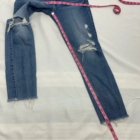 Re/Done Originals size 24 Square Destroyed High Waist Raw Hem Ankle Jeans