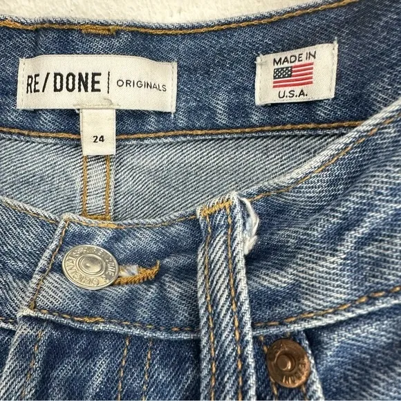 Re/Done Originals size 24 Square Destroyed High Waist Raw Hem Ankle Jeans