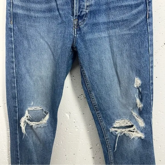 Re/Done Originals size 24 Square Destroyed High Waist Raw Hem Ankle Jeans