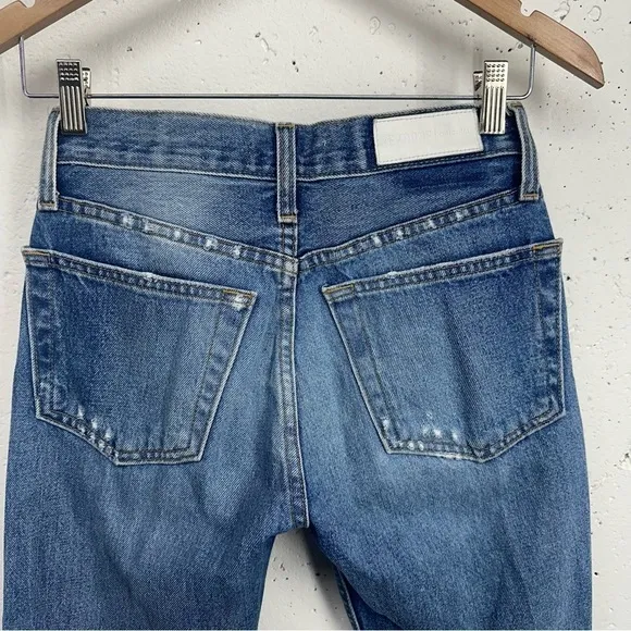 Re/Done Originals size 24 Square Destroyed High Waist Raw Hem Ankle Jeans