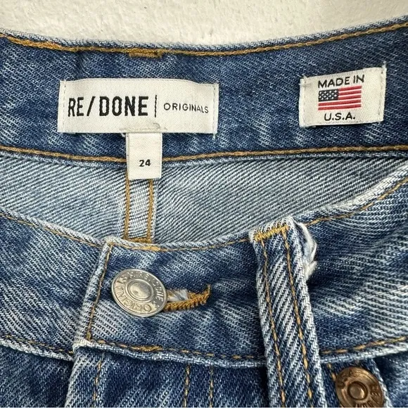 Re/Done Originals size 24 Square Destroyed High Waist Raw Hem Ankle Jeans