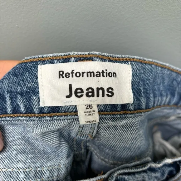 Reformation Jeans Charlie High Rise Jean Short in Fauna Embroidery 26
