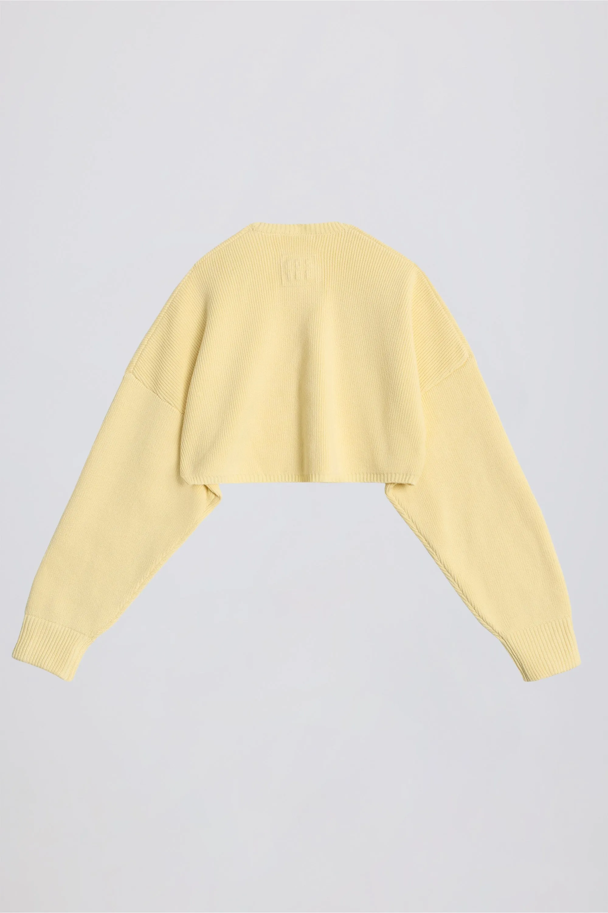 Ribbed-Knit Cropped Shrug in Lemon