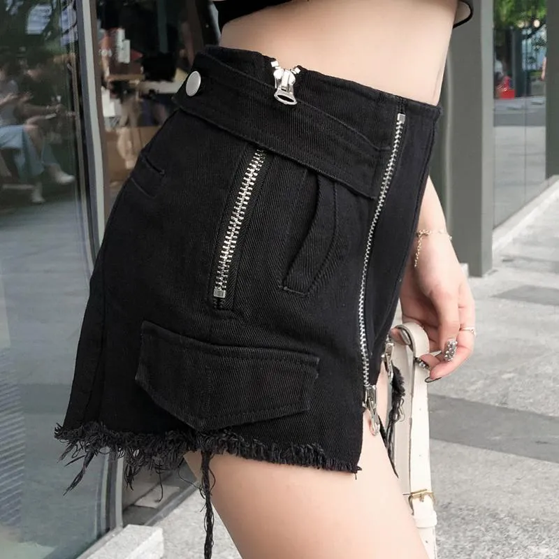 Ripped Double Zipper Shorts SD01522