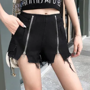 Ripped Double Zipper Shorts SD01522