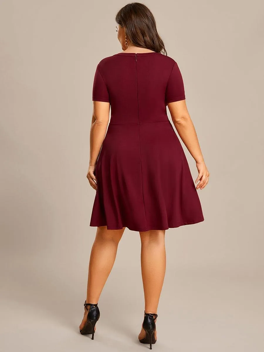 Robe Décontractée décolleté en strass Manches Courtes A-Line Mini(Vente finale)