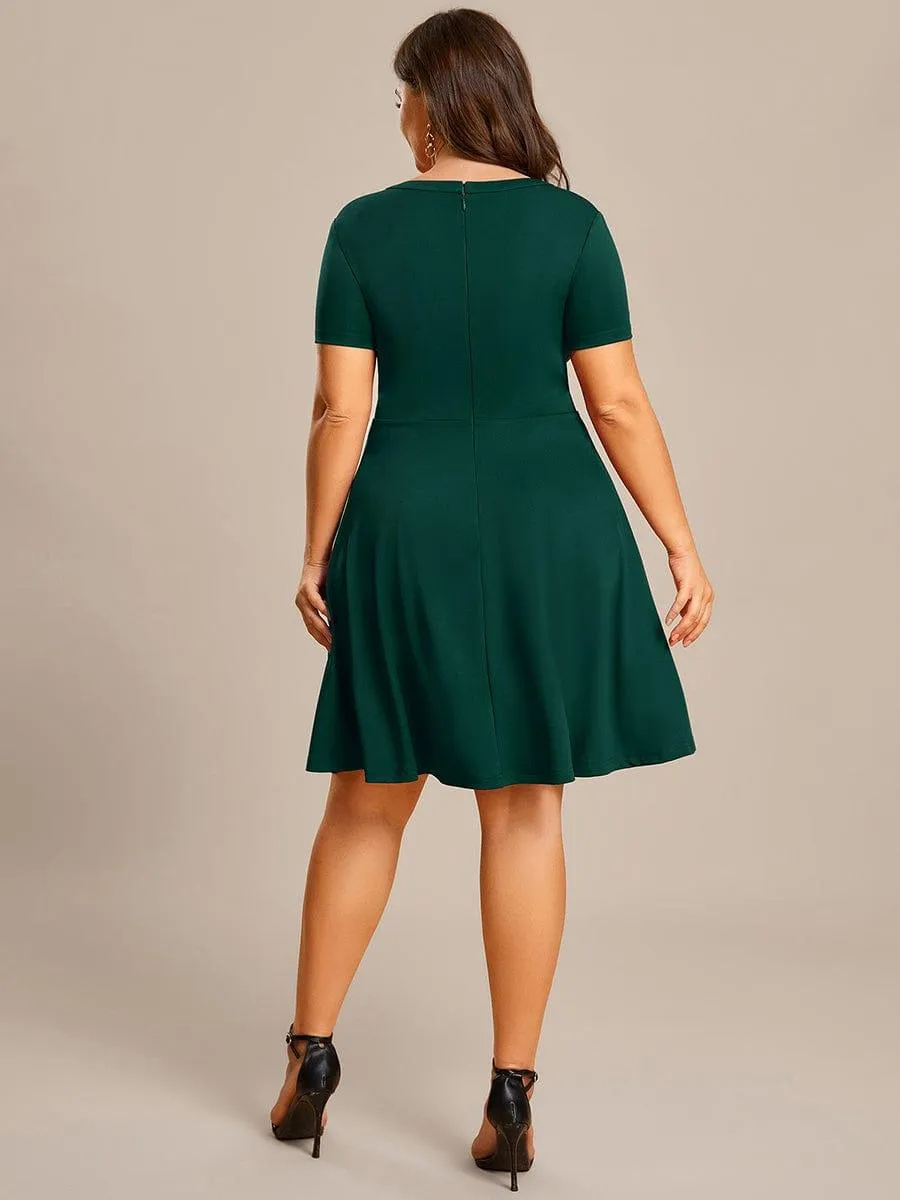Robe Décontractée décolleté en strass Manches Courtes A-Line Mini(Vente finale)