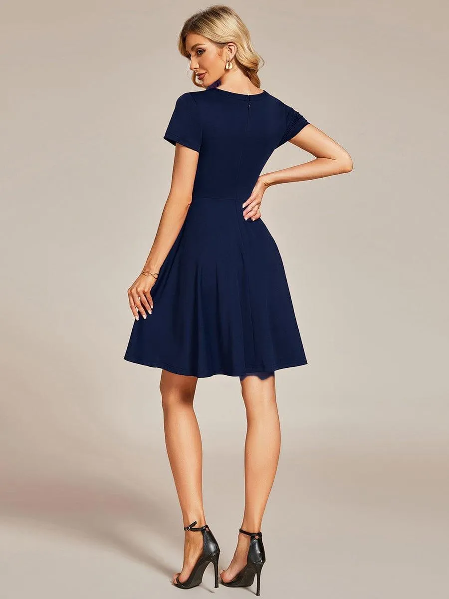 Robe Décontractée décolleté en strass Manches Courtes A-Line Mini(Vente finale)