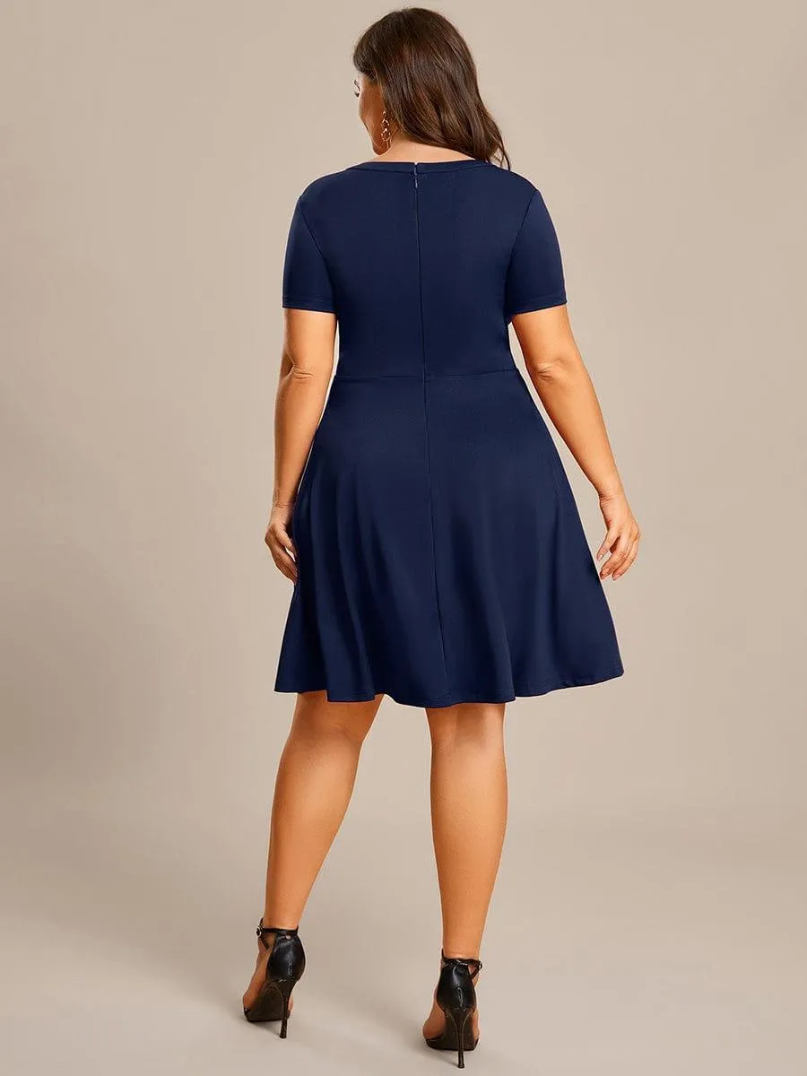 Robe Décontractée décolleté en strass Manches Courtes A-Line Mini(Vente finale)
