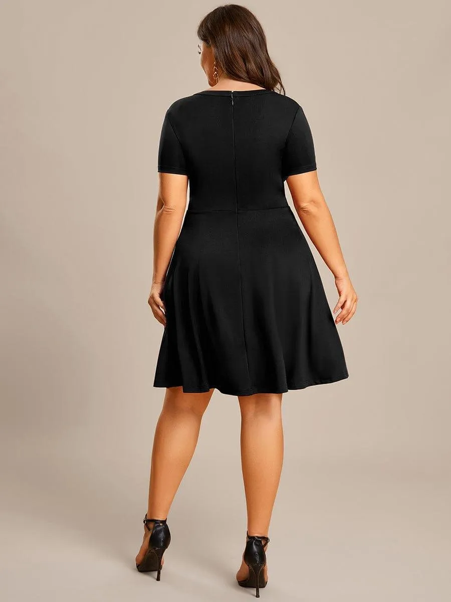 Robe Décontractée décolleté en strass Manches Courtes A-Line Mini(Vente finale)
