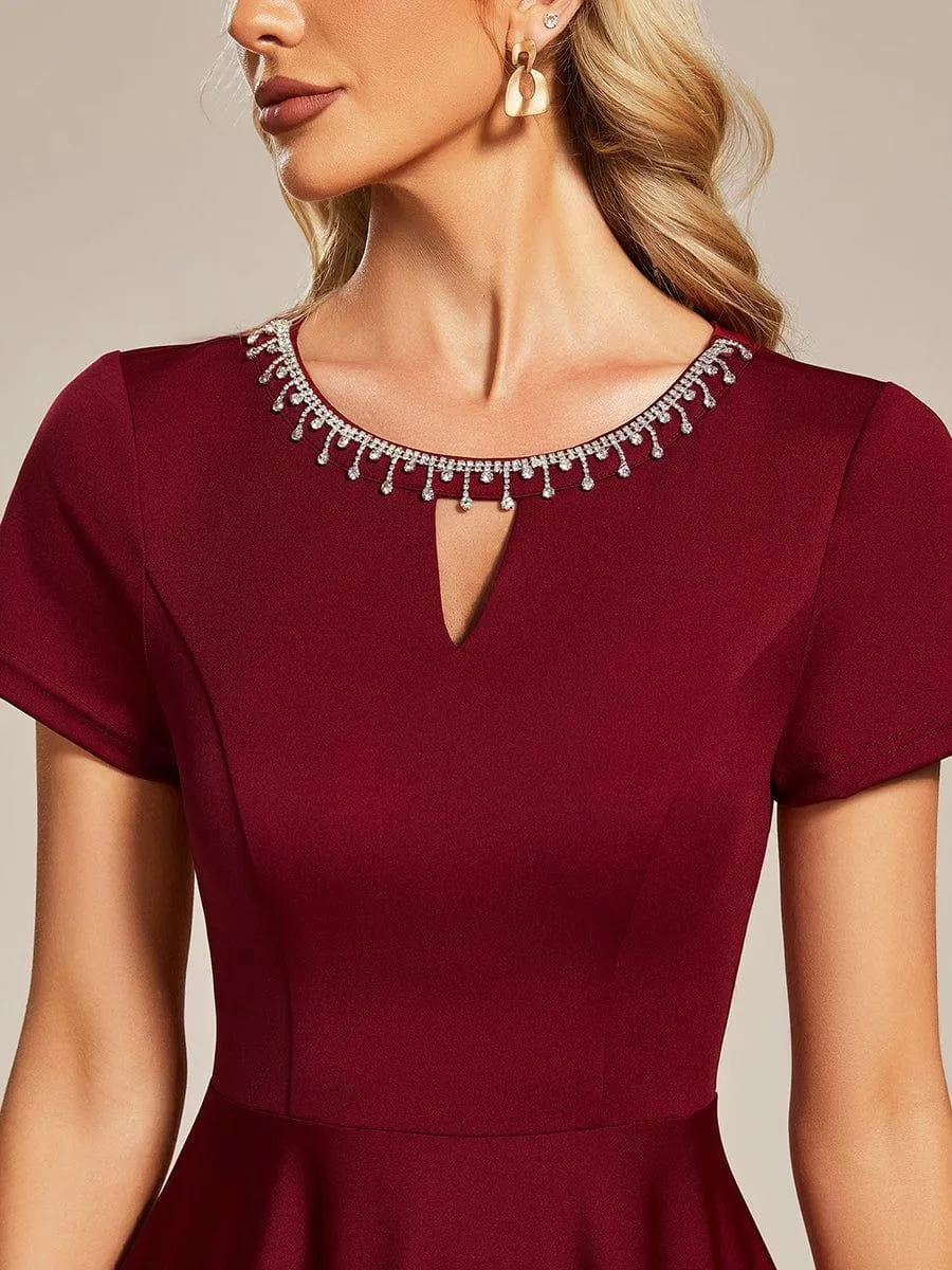 Robe Décontractée décolleté en strass Manches Courtes A-Line Mini(Vente finale)