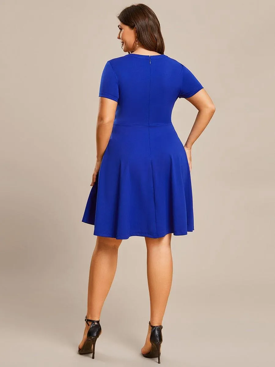 Robe Décontractée décolleté en strass Manches Courtes A-Line Mini(Vente finale)