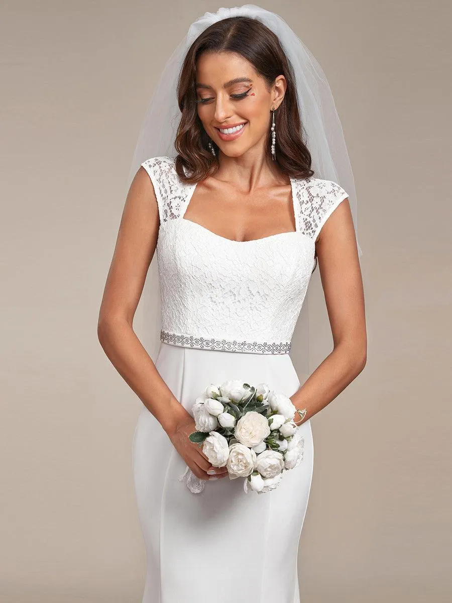 Robe de mariée style sirène simple à mancherons