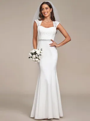 Robe de mariée style sirène simple à mancherons