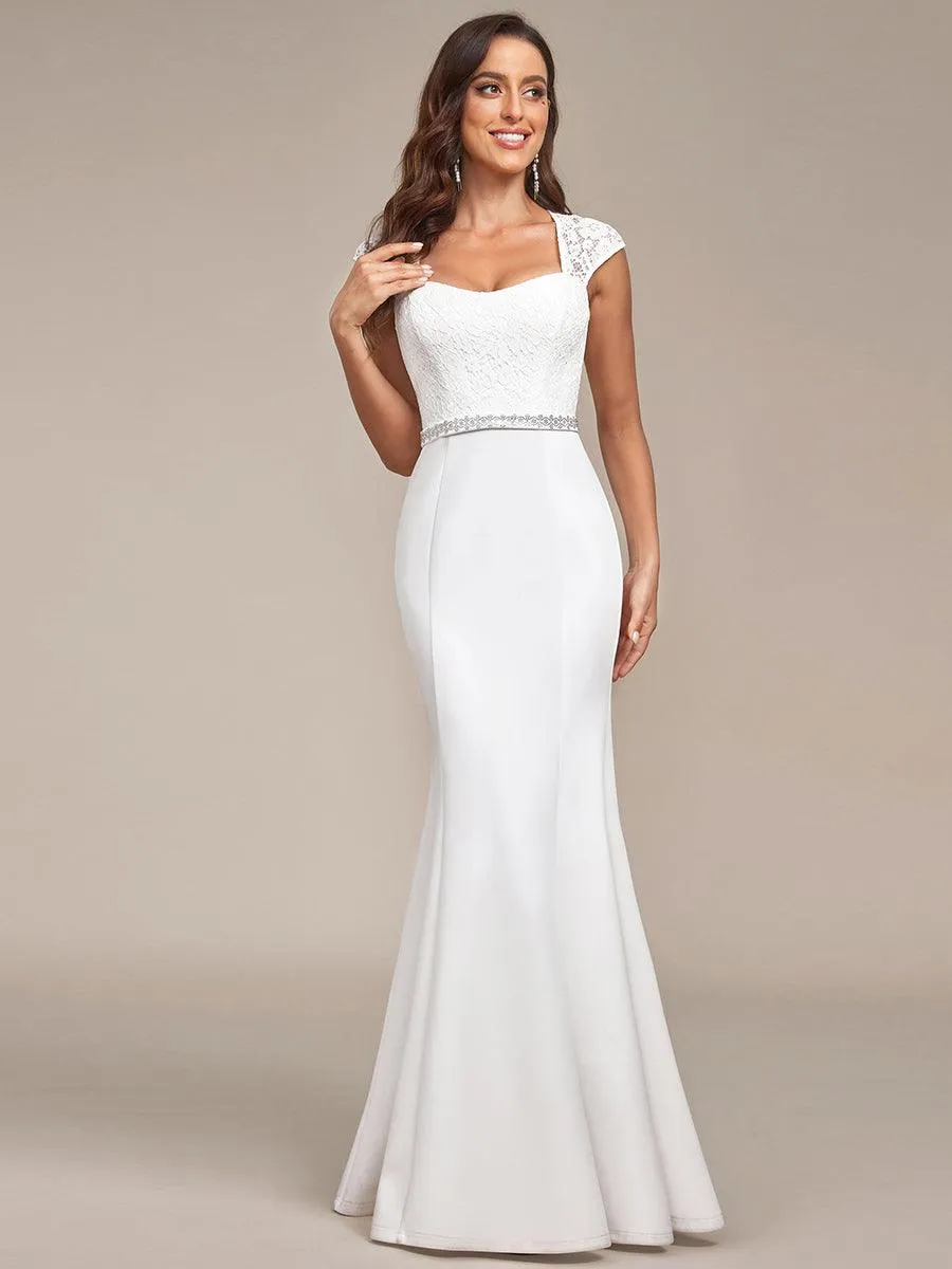 Robe de mariée style sirène simple à mancherons