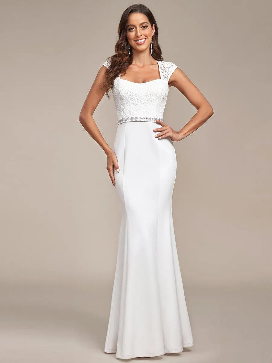 Robe de mariée style sirène simple à mancherons