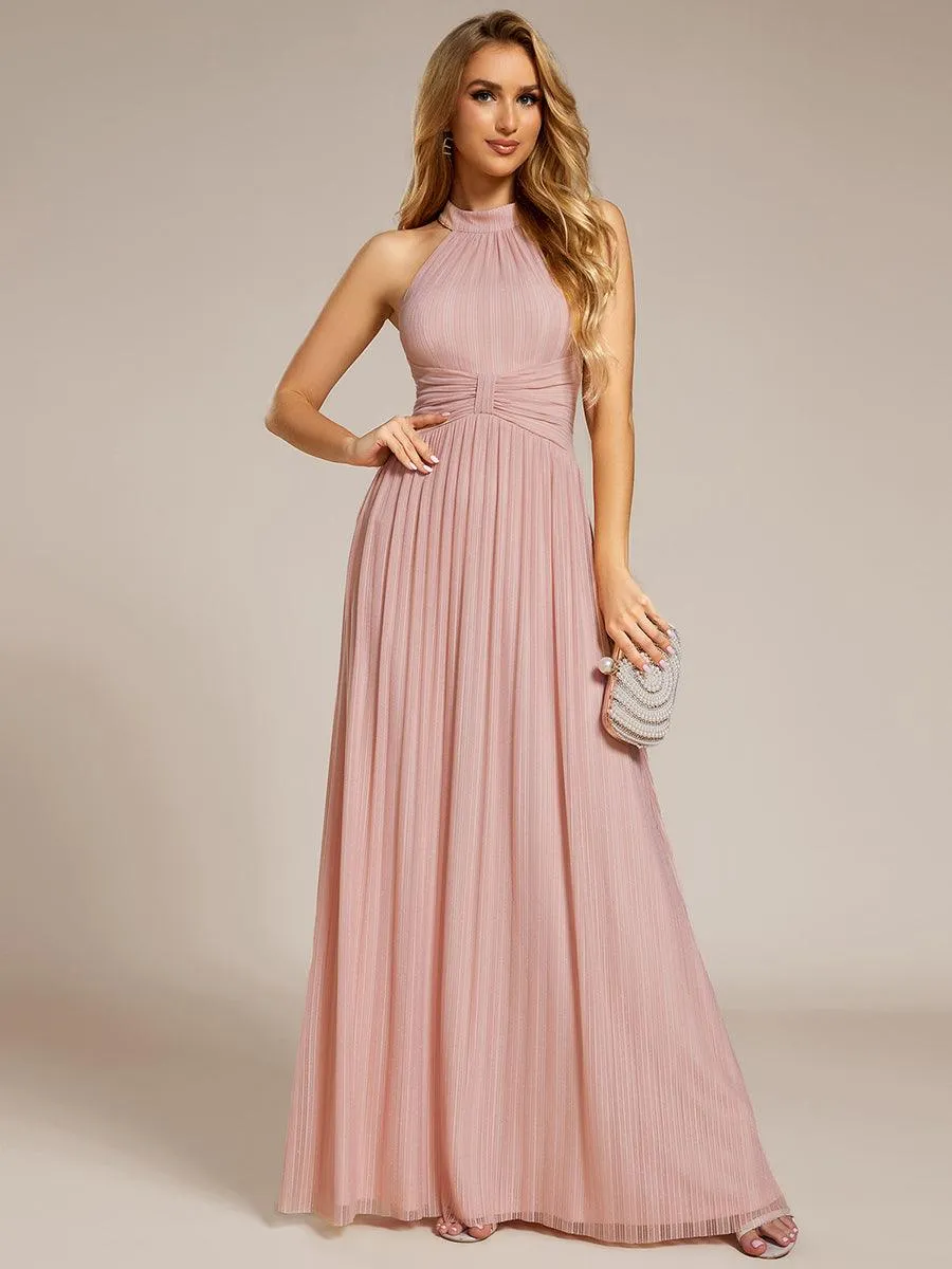 Robe de soirée formelle scintillante à col licou avec silhouette trapèze