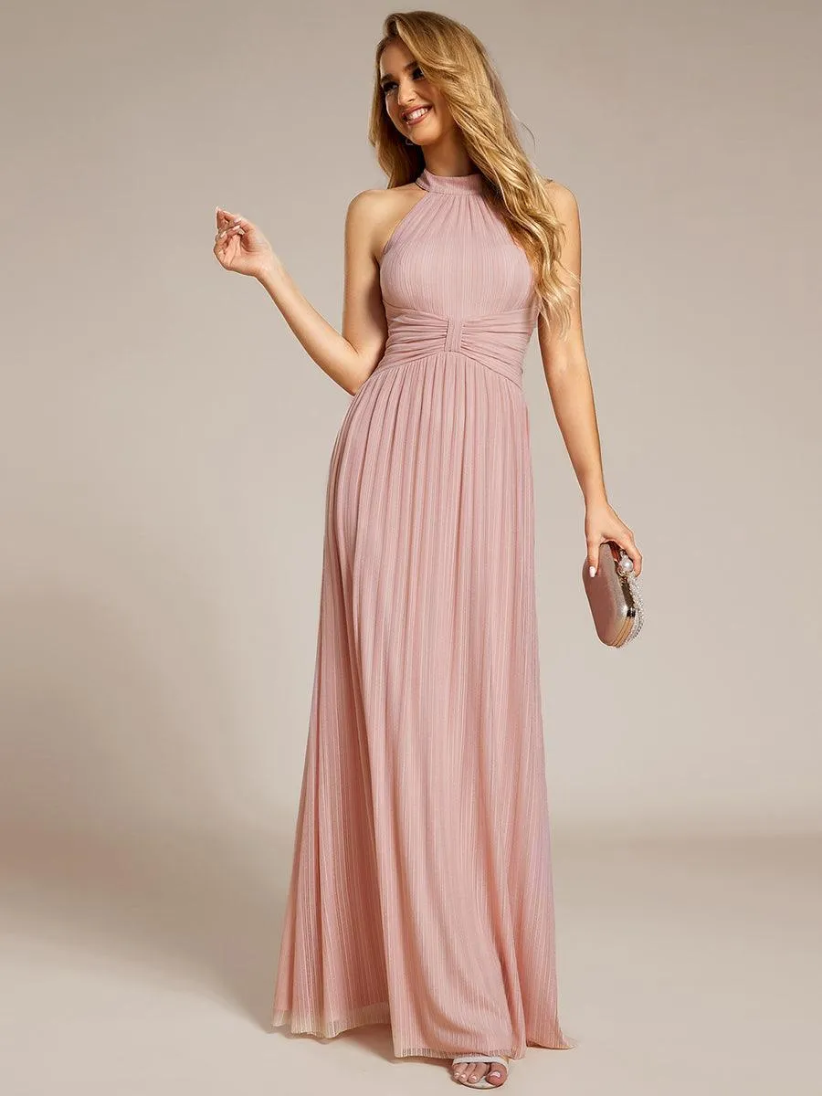 Robe de soirée formelle scintillante à col licou avec silhouette trapèze