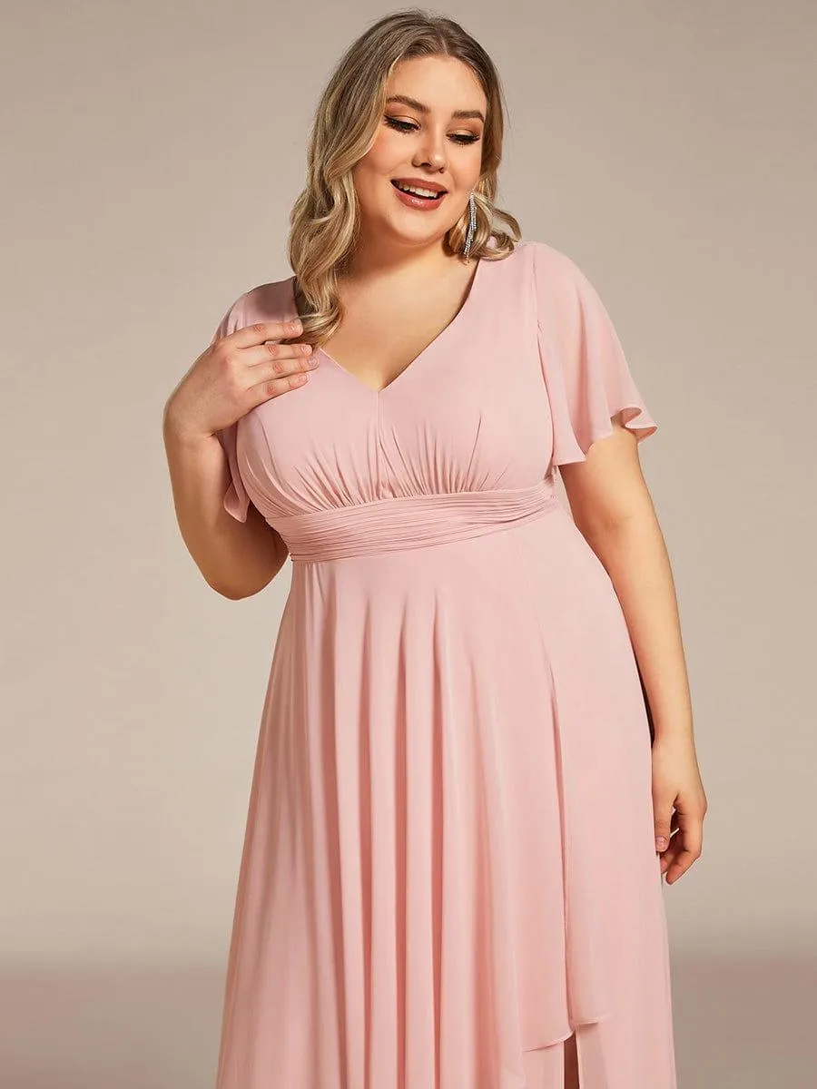 Robe de soirée Grande taille mousseline Manches volantées et à volants