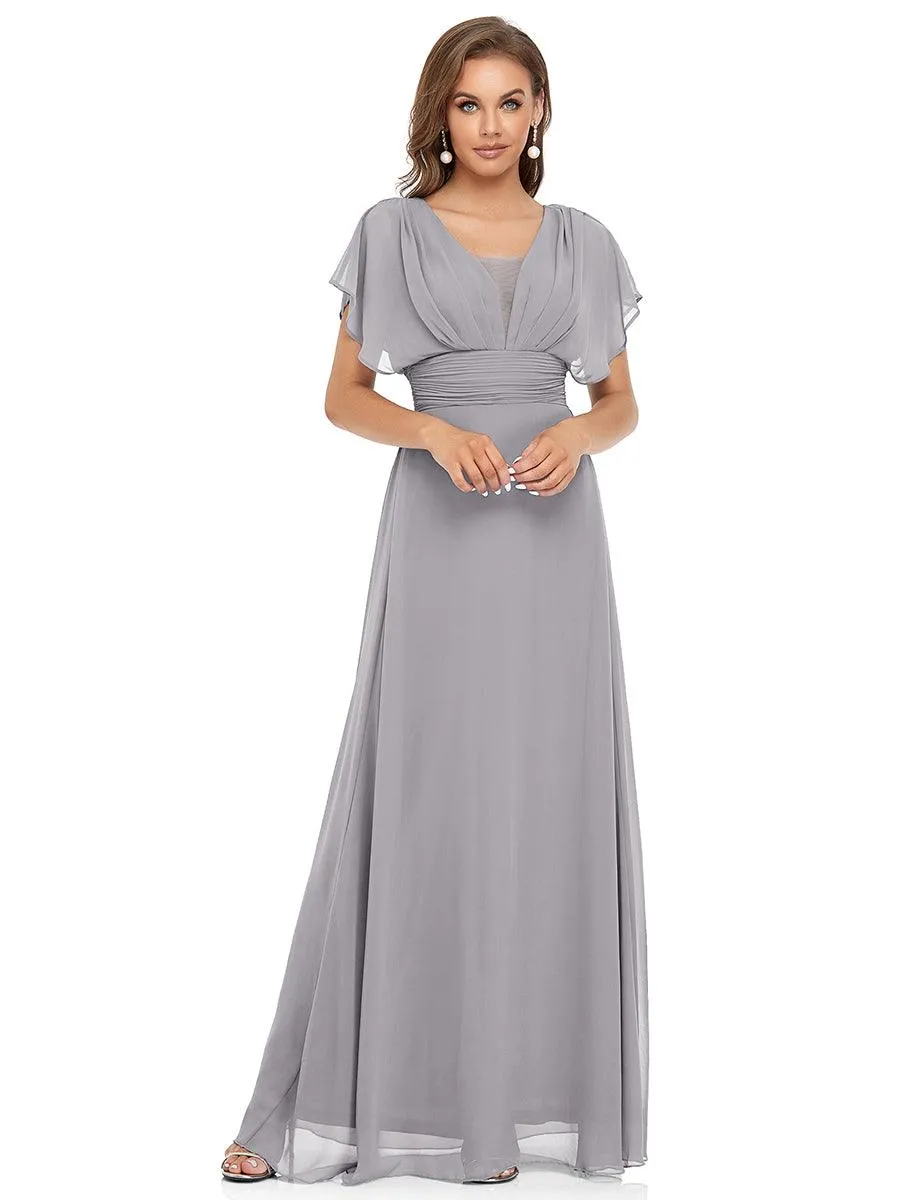 Robe de soirée longue en mousseline de soie à taille empire coupe A