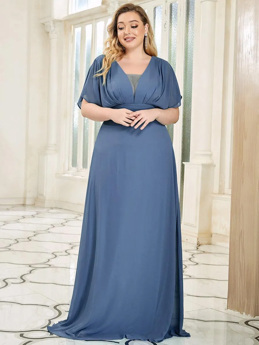 Robe de soirée longue en mousseline de soie à taille empire coupe A