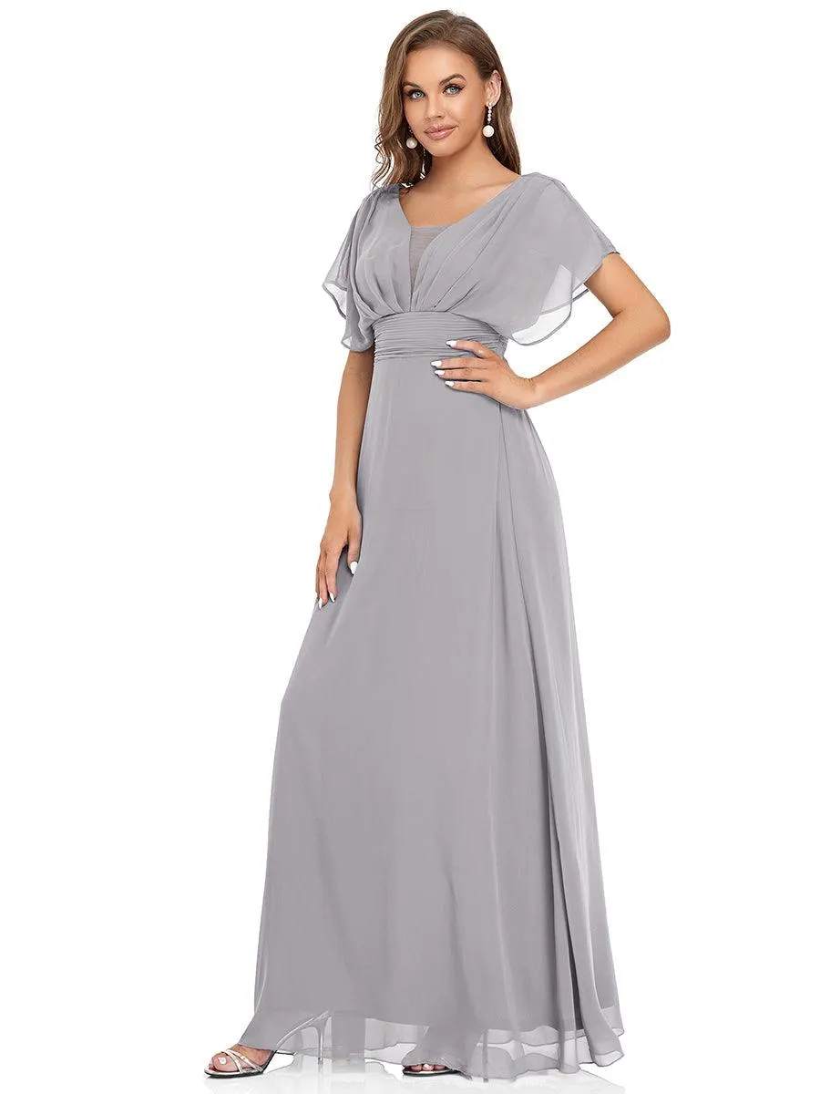 Robe de soirée longue en mousseline de soie à taille empire coupe A