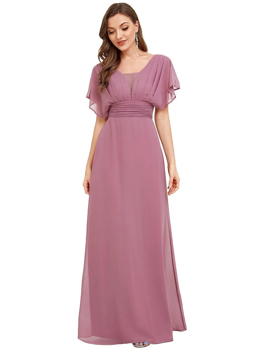Robe de soirée longue en mousseline de soie à taille empire coupe A