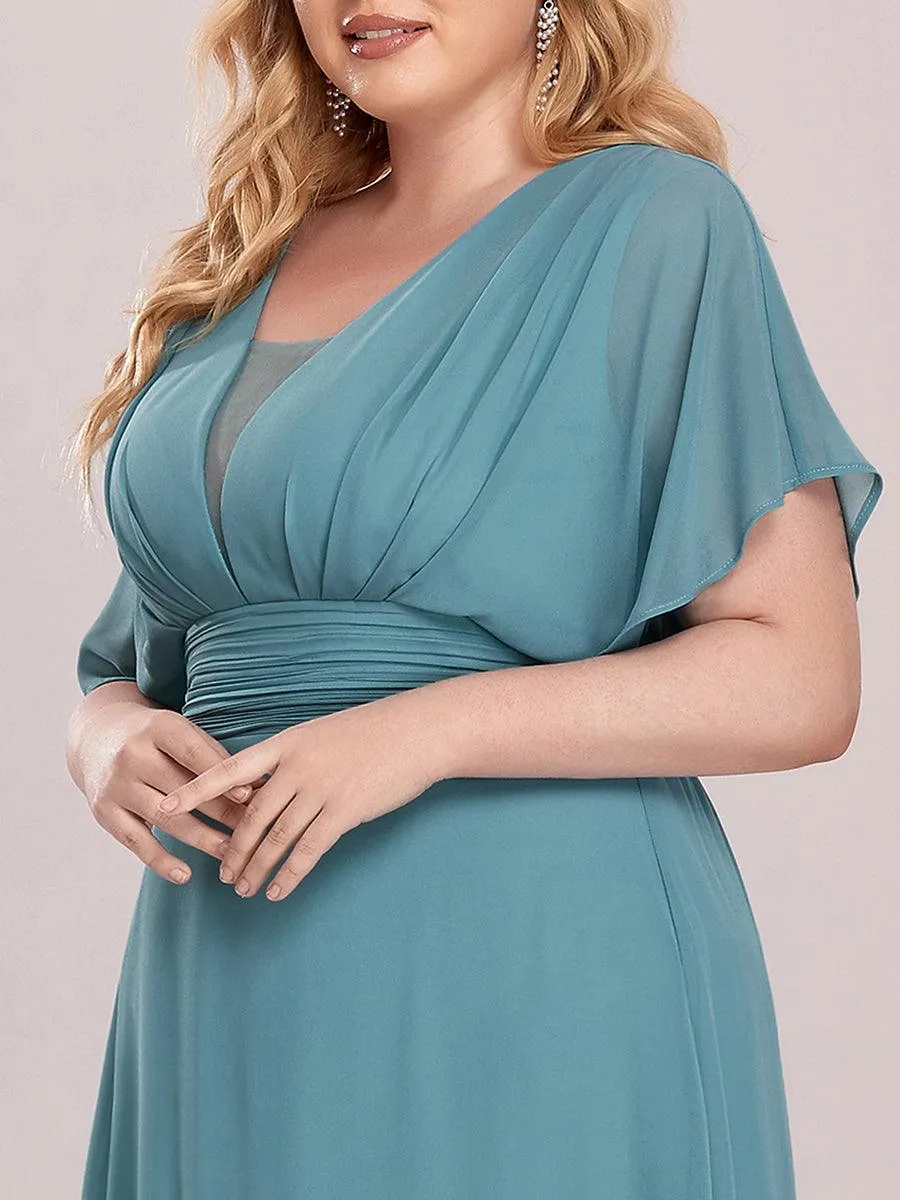 Robe de soirée longue en mousseline de soie à taille empire coupe A