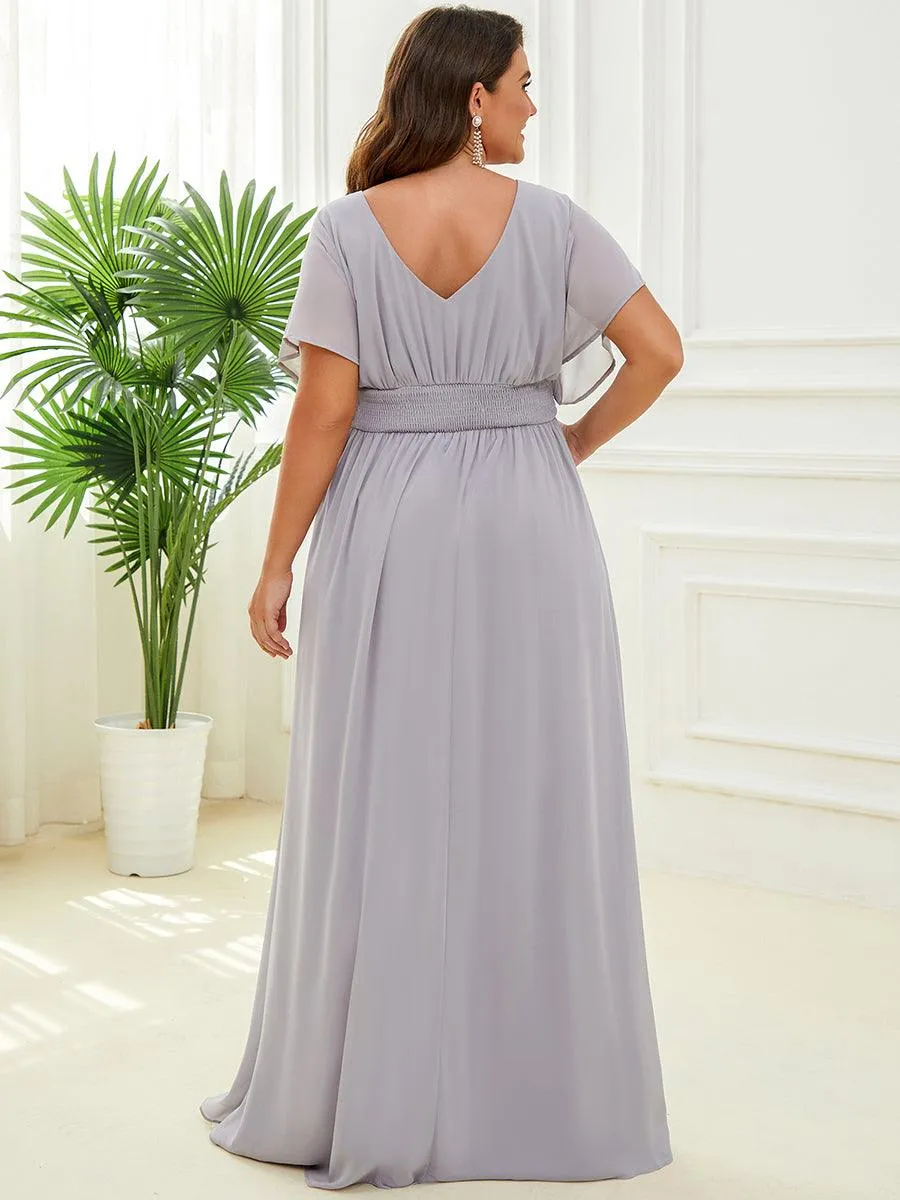 Robe de soirée longue en mousseline de soie à taille empire coupe A