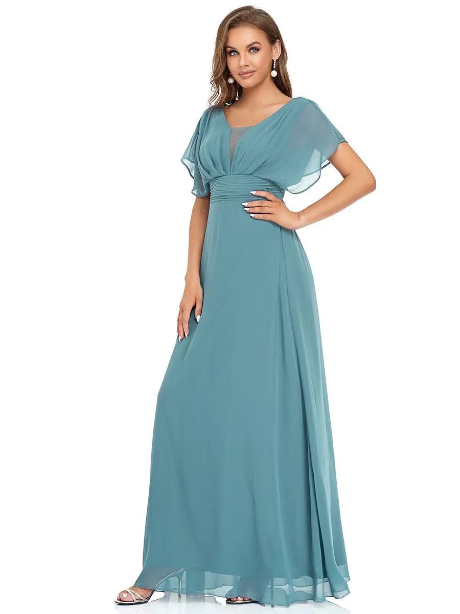 Robe de soirée longue en mousseline de soie à taille empire coupe A