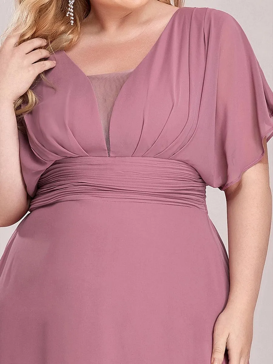 Robe de soirée longue en mousseline de soie à taille empire coupe A