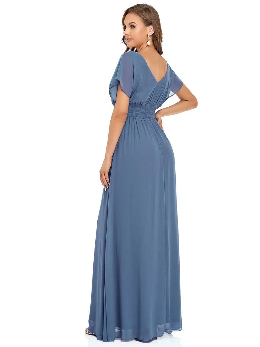 Robe de soirée longue en mousseline de soie à taille empire coupe A