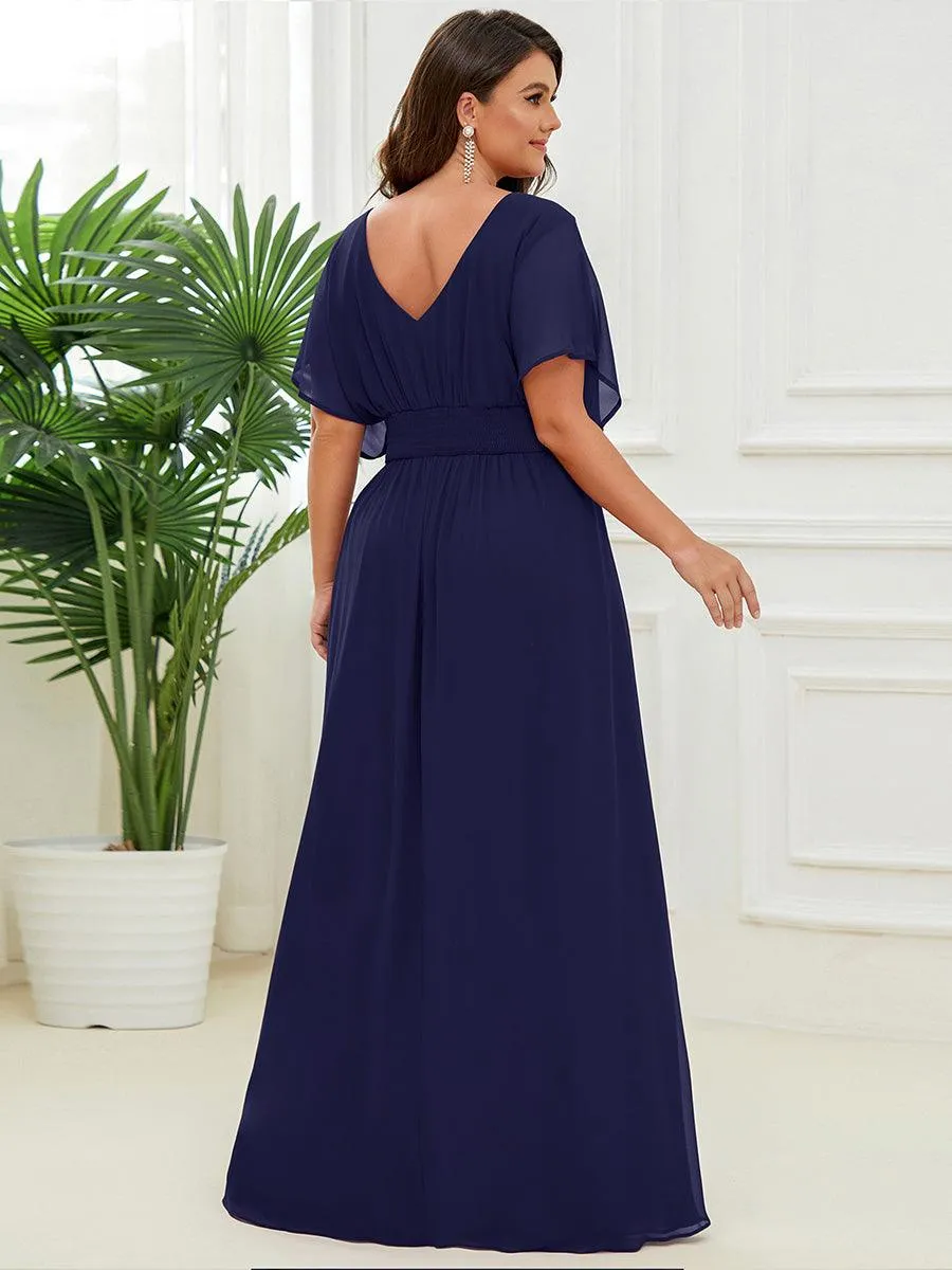 Robe de soirée longue en mousseline de soie à taille empire coupe A