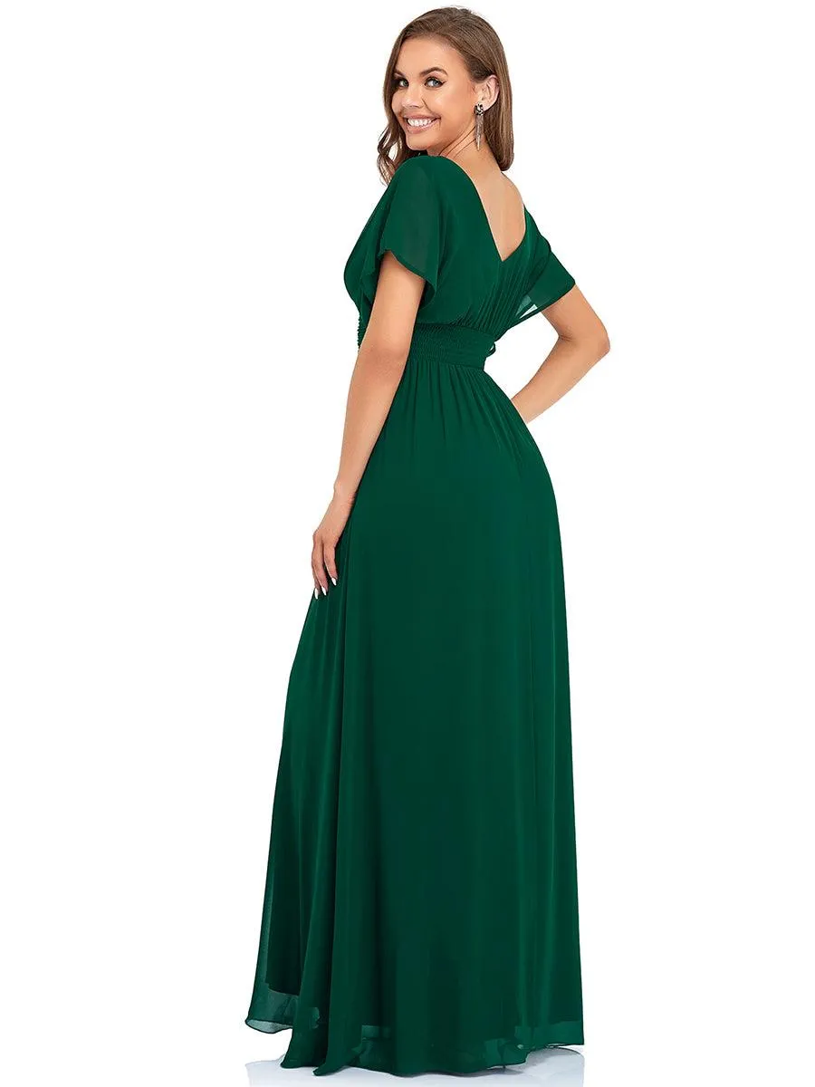 Robe de soirée longue en mousseline de soie à taille empire coupe A