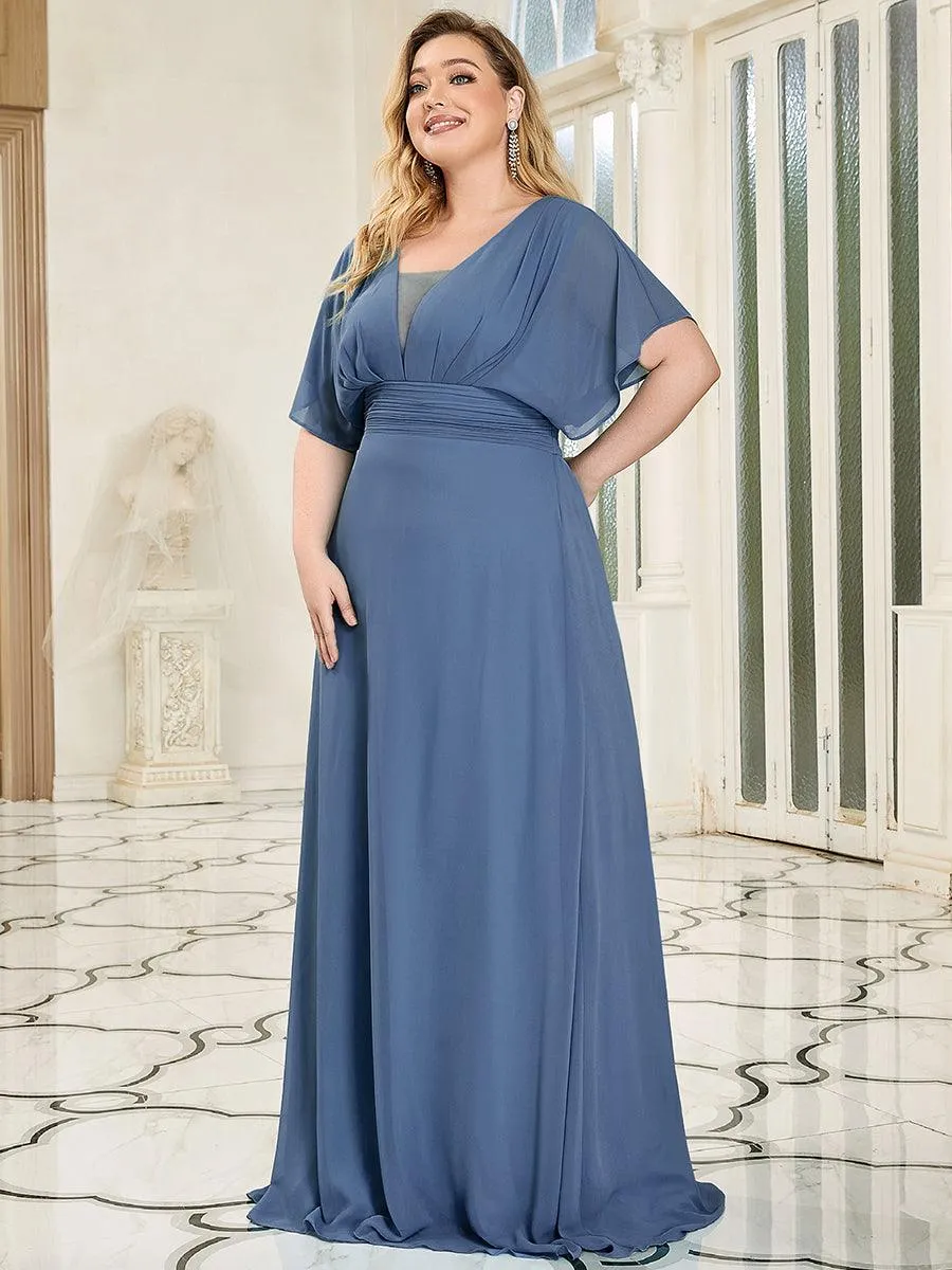 Robe de soirée longue en mousseline de soie à taille empire coupe A