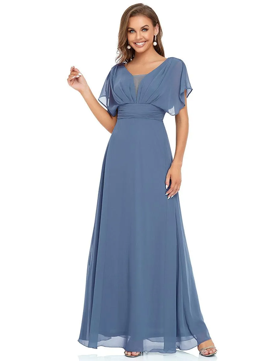 Robe de soirée longue en mousseline de soie à taille empire coupe A