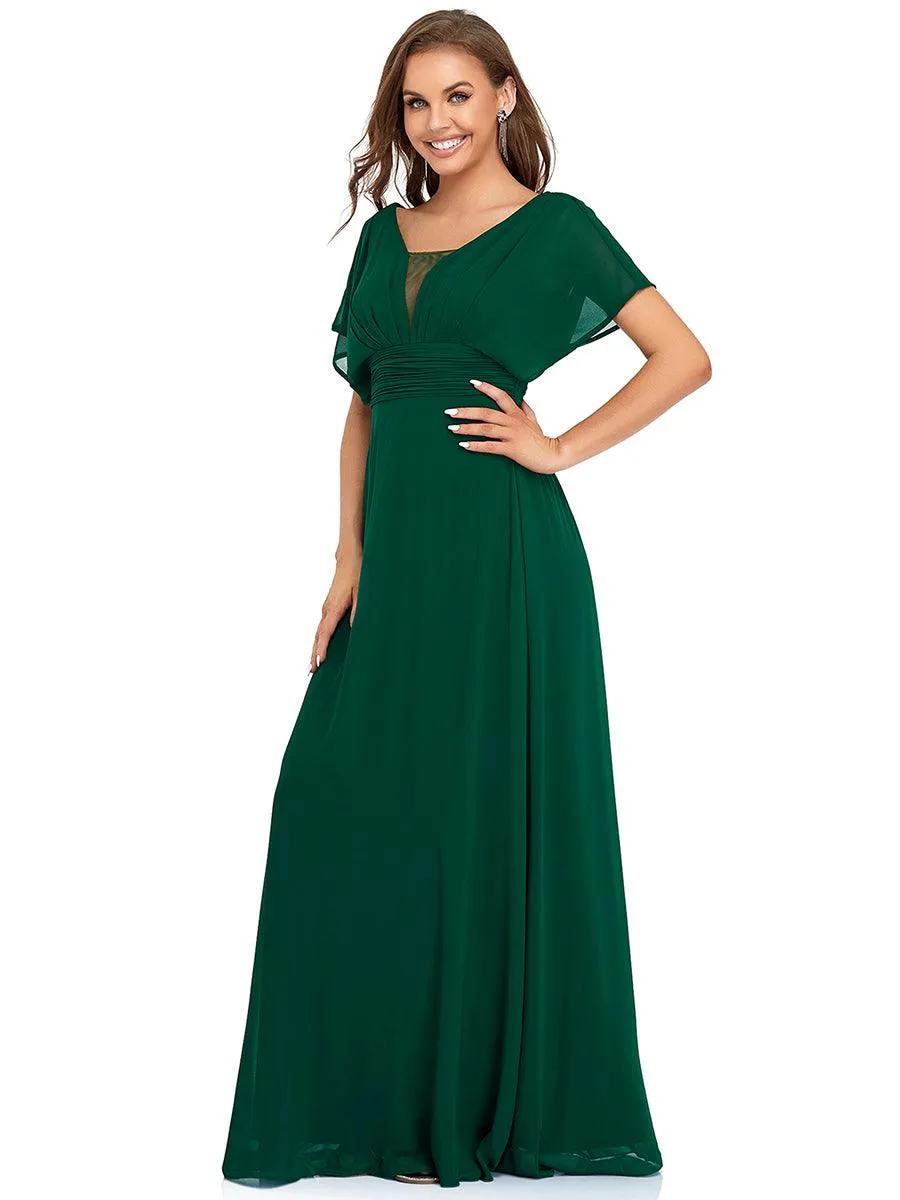 Robe de soirée longue en mousseline de soie à taille empire coupe A
