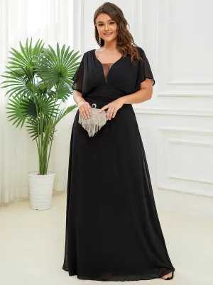 Robe de soirée longue en mousseline de soie à taille empire coupe A