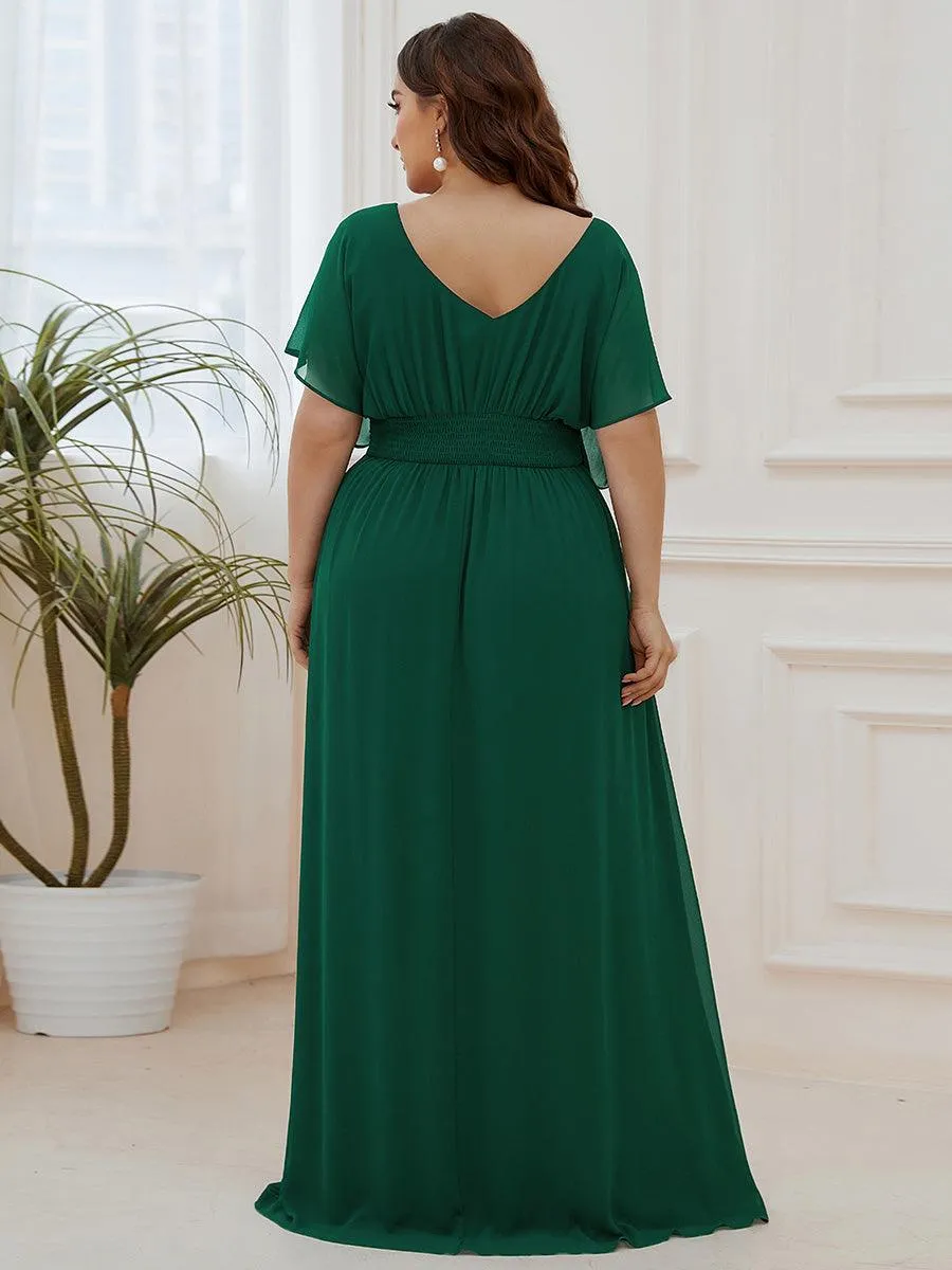 Robe de soirée longue en mousseline de soie à taille empire coupe A
