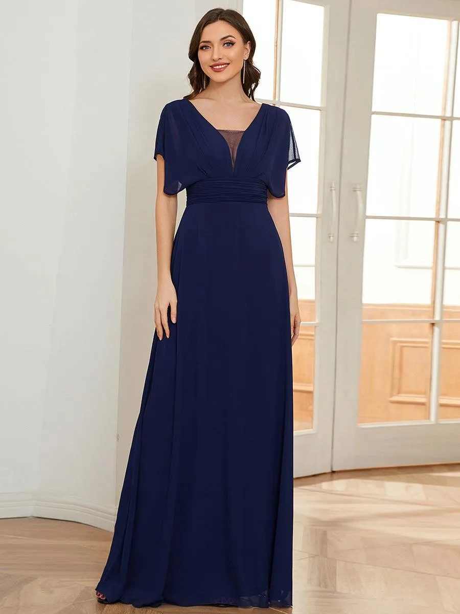 Robe de soirée longue en mousseline de soie à taille empire coupe A