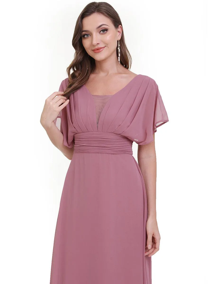 Robe de soirée longue en mousseline de soie à taille empire coupe A