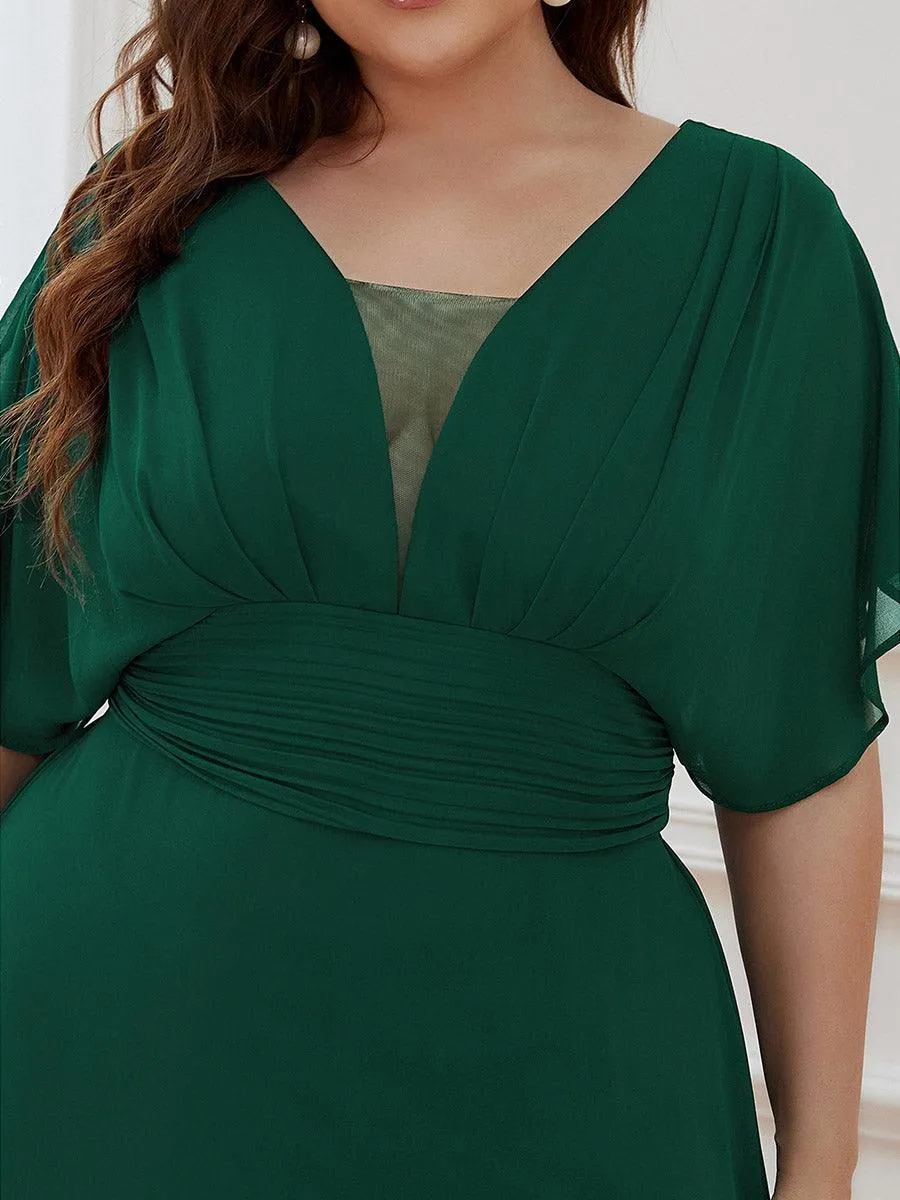 Robe de soirée longue en mousseline de soie à taille empire coupe A