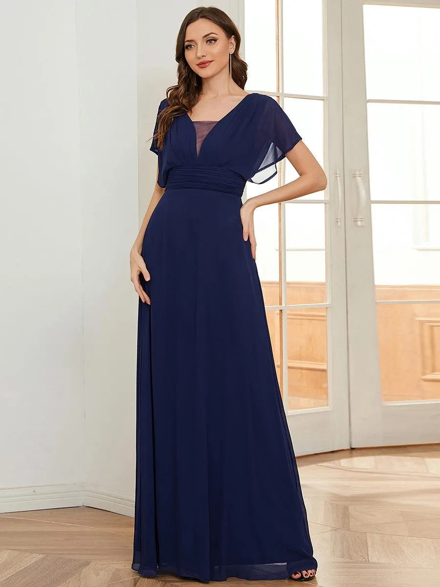 Robe de soirée longue en mousseline de soie à taille empire coupe A