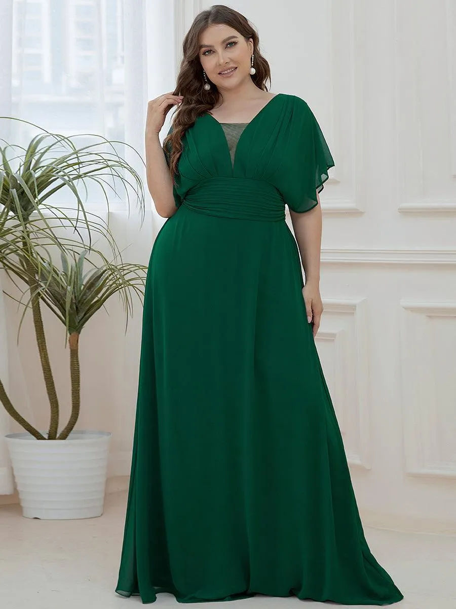 Robe de soirée longue en mousseline de soie à taille empire coupe A